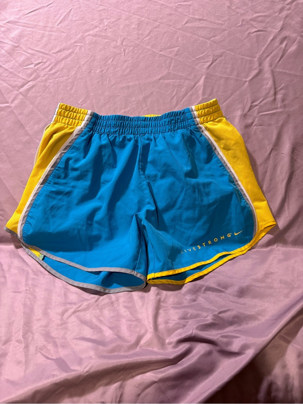 Nike Blue and Yellow Women's Athletic Running Shorts